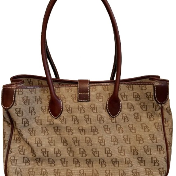 ☀️Dooney & Bourke Signature Double Handle Canvas Leather Shoulder Bag - Picture 2 of 7